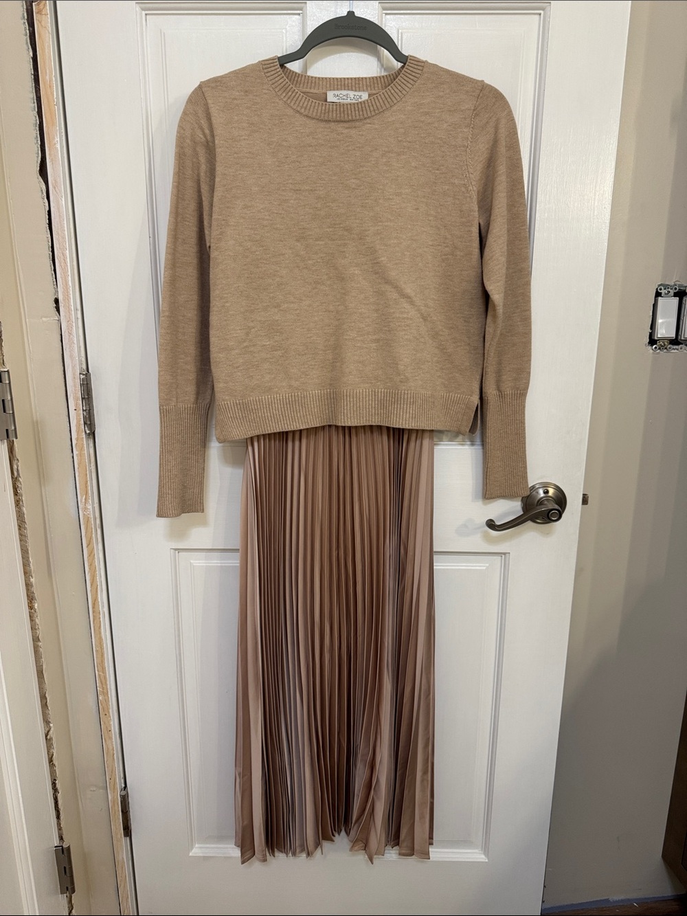 Pleated Midi Skirt in Taupe